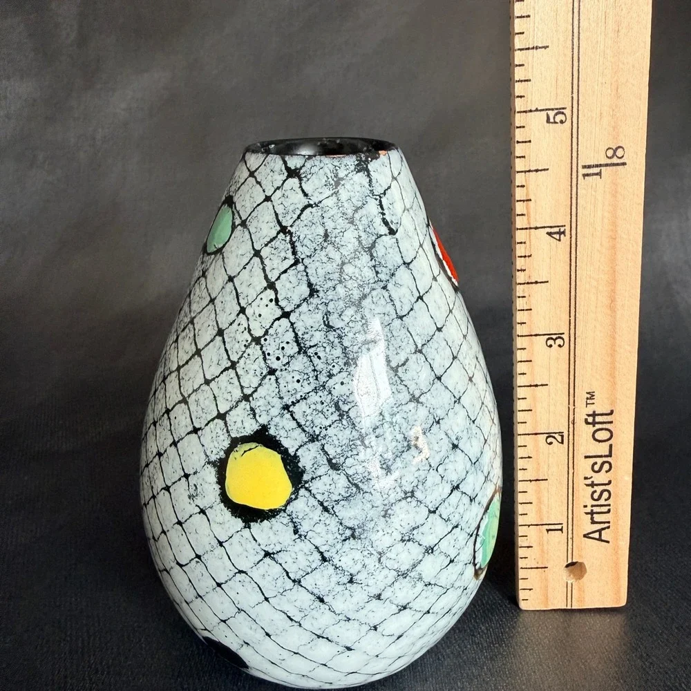 Bitossi Italian Art‎ Pottery Crackle Glaze Vase Polka Dot Mid Century